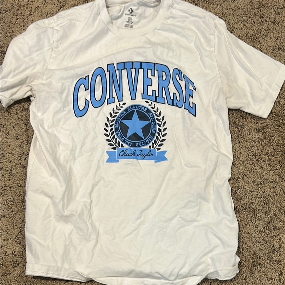 Converse White Tee with Blue Logo